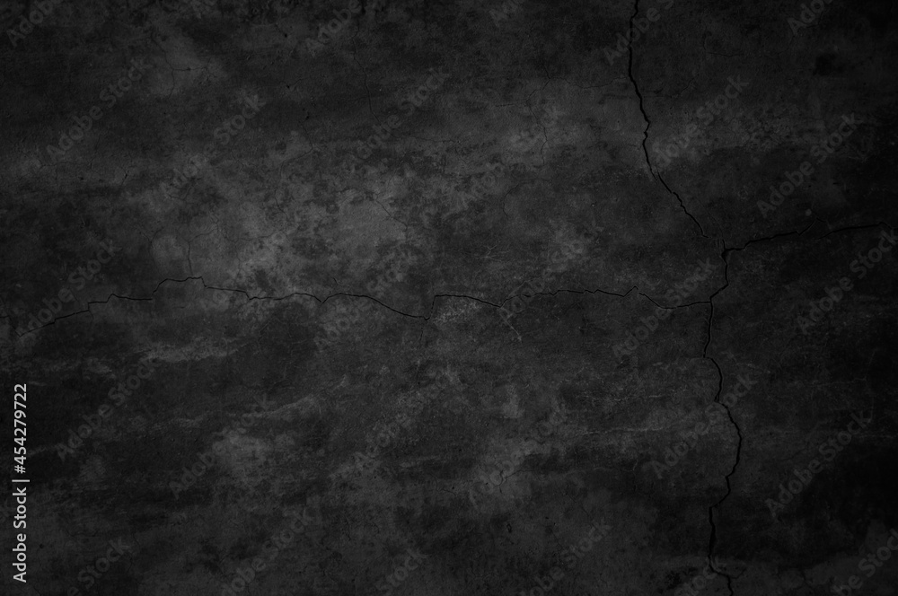 Close up retro plain dark black cement & concrete wall background texture for show or advertise or promote product and content on display.
