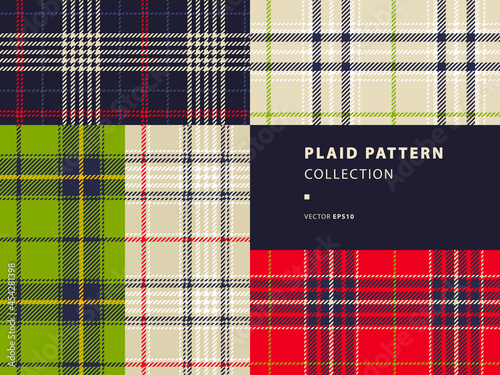 Plaid pattern collection with apple green and red