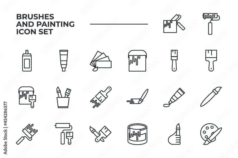 Brushes and Painting set icon, isolated Brushes and Painting set sign icon, vector illustration Brushes and Painting set icon, isolated Brushes and Painting set sign icon, vector illustration
