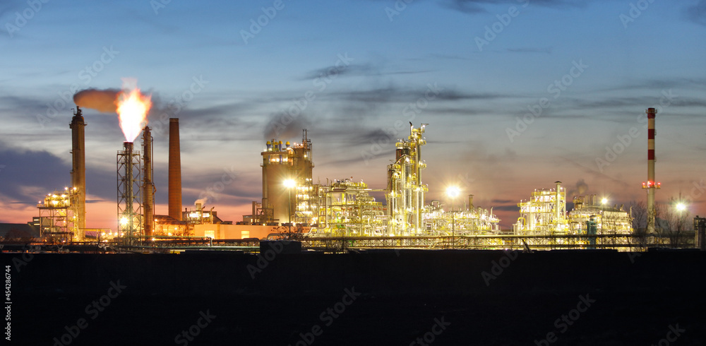 Factory at night, Chemical industry