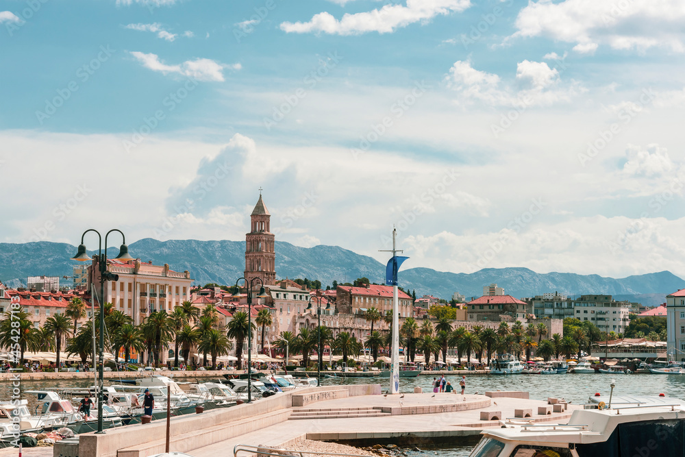 View of Split, old beautiful town on the Adriatic coast, Croatia