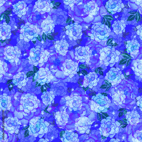 Watercolor seamless pattern with flowers. Vintage floral pattern. Flower seamless pattern. Botanical art. Floral botanical collection. Wedding floral set. Watercolor botanical design. © Natallia Novik