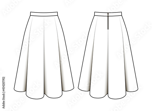 Fashion technical drawing of gadet skirt photo