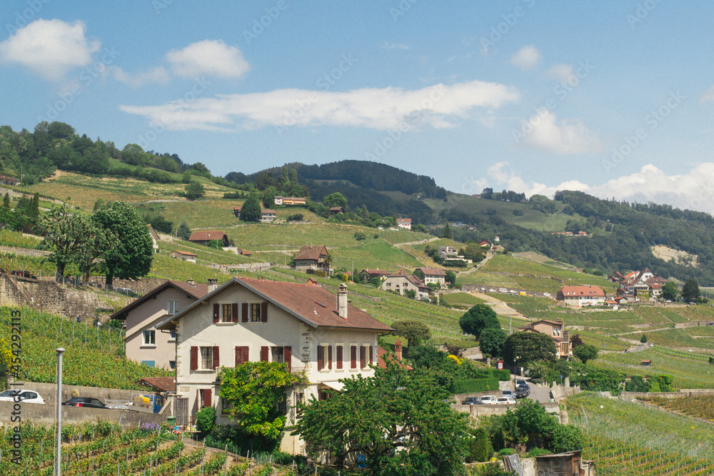 Village on the hill in Switzerland