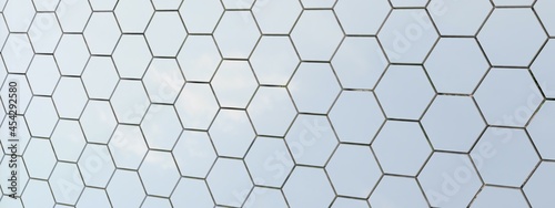 Wide Futuristic Hexagon Background  Website Header  3D Illustration