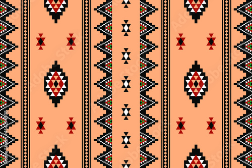 Geometric ethnic oriental seamless pattern traditional Design for background,carpet,wallpaper.clothing,wrapping,Batik fabric,Vector illustration.embroidery style - Sadu, sadou, sadow or sado 