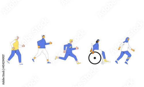 Running people. Different runners marathon