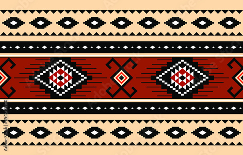 Geometric ethnic oriental seamless pattern traditional Design for background,carpet,wallpaper.clothing,wrapping,Batik fabric,Vector illustration.embroidery style - Sadu, sadou, sadow or sado
