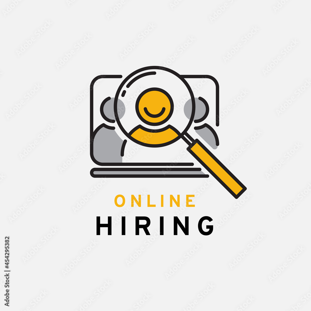 Online hiring icon. Vector illustration isolated on white background Online hiring icon. Vector illustration isolated on white background