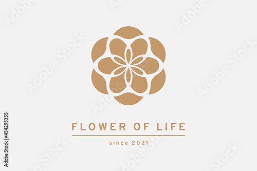 Flower of life abstract logo. Circle tree icon, vector illustration, EPS 10