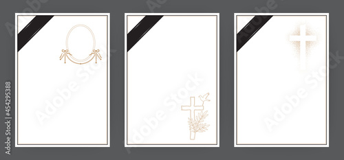 Set of obituary template with funeral elements. Vector illustration, A4 format photo