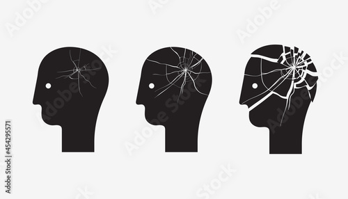 Mental illness concept. Beginning depression, bad thinking. Overgrown problems. Vector illustration, EPS 10