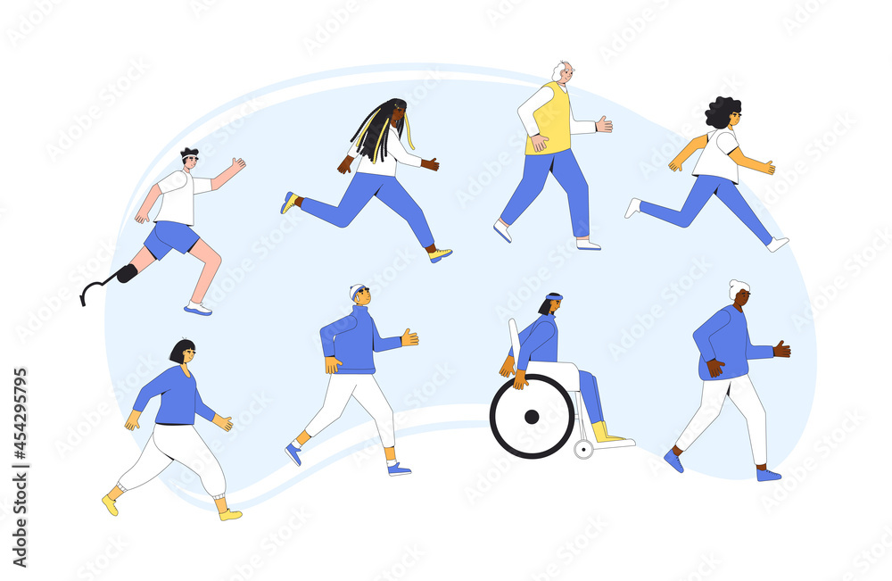 Fototapeta premium Marathon. Running people. Different runners marathon