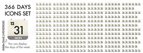 日めくりカレンダー風の 366日のカレンダー ベクターイラストアイコン