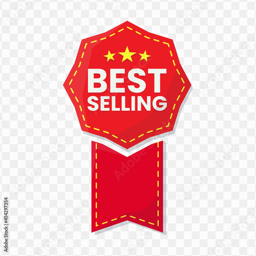 Best Selling banner design, red and yellow color, Vector Illustration with transparent background.