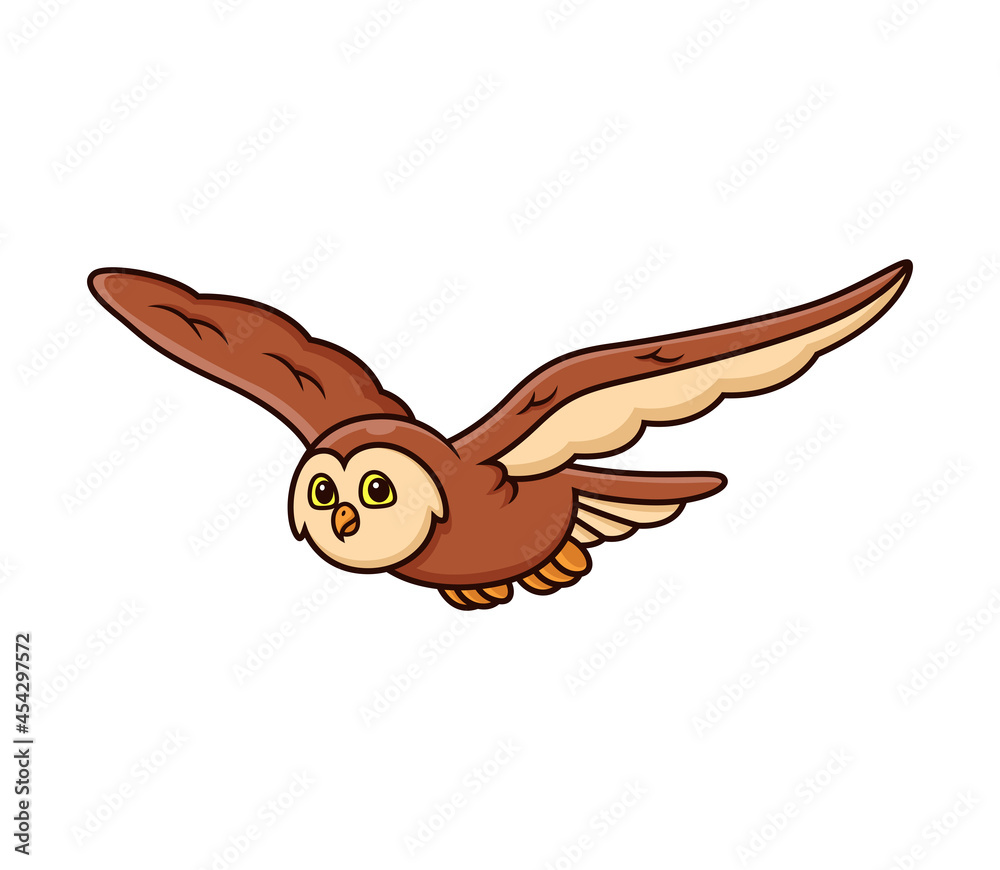 Fototapeta premium cute flying owl cartoon