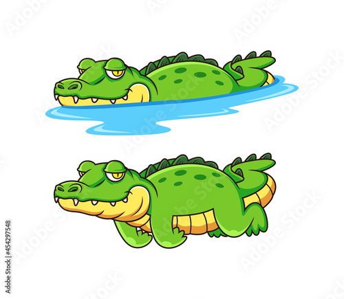 cute crocodile cartoon isolated on white background