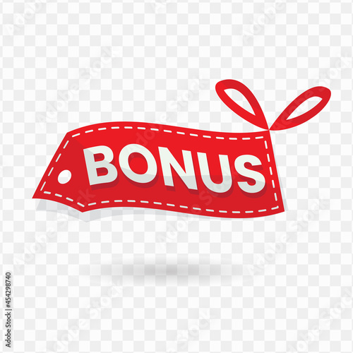 Bonus Tag design, red and yellow color, Vector Illustration with transparent background.
