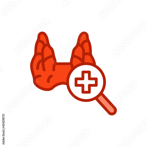 Examination thyroid gland color line icon. Isolated vector element.