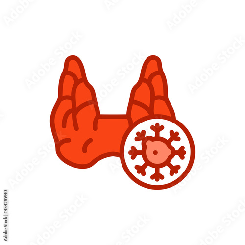 Thyroid cancer doctor color line icon. Isolated vector element.