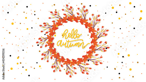 hello  autumn frame with copy space , isolated on white background for content online or web, banner and template, Simple cartoon flat style. illustration Vector EPS 10