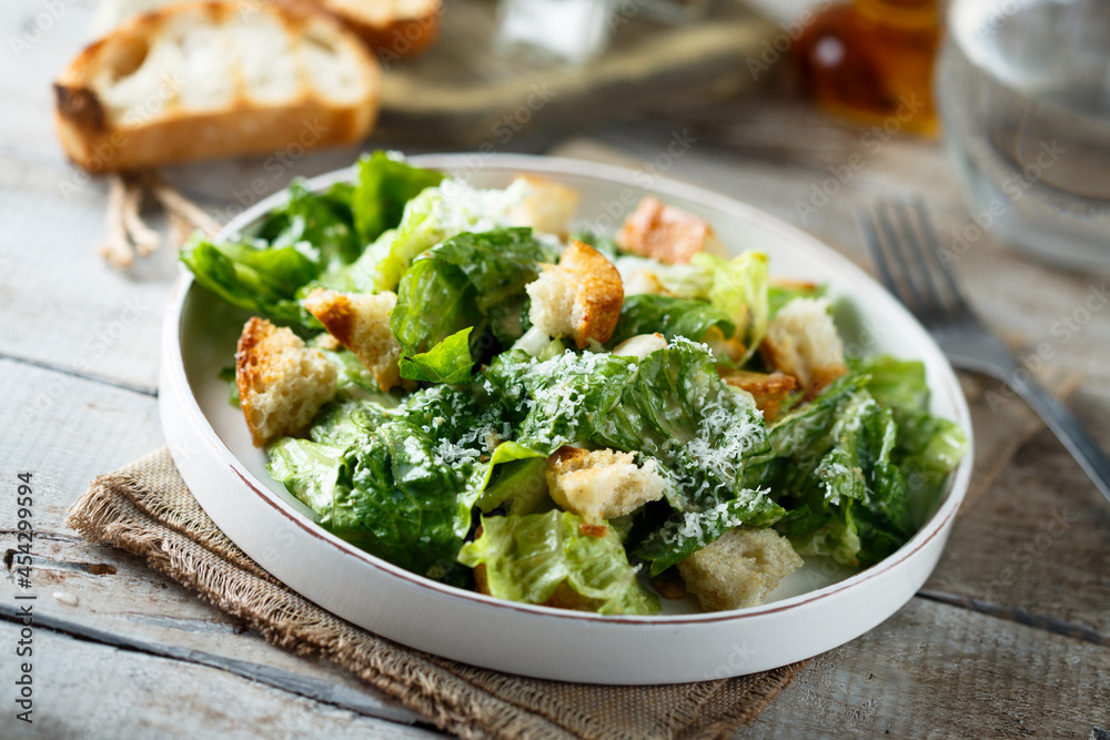 Traditional Caesar salad, vegetarian option Traditional Caesar salad, vegetarian option