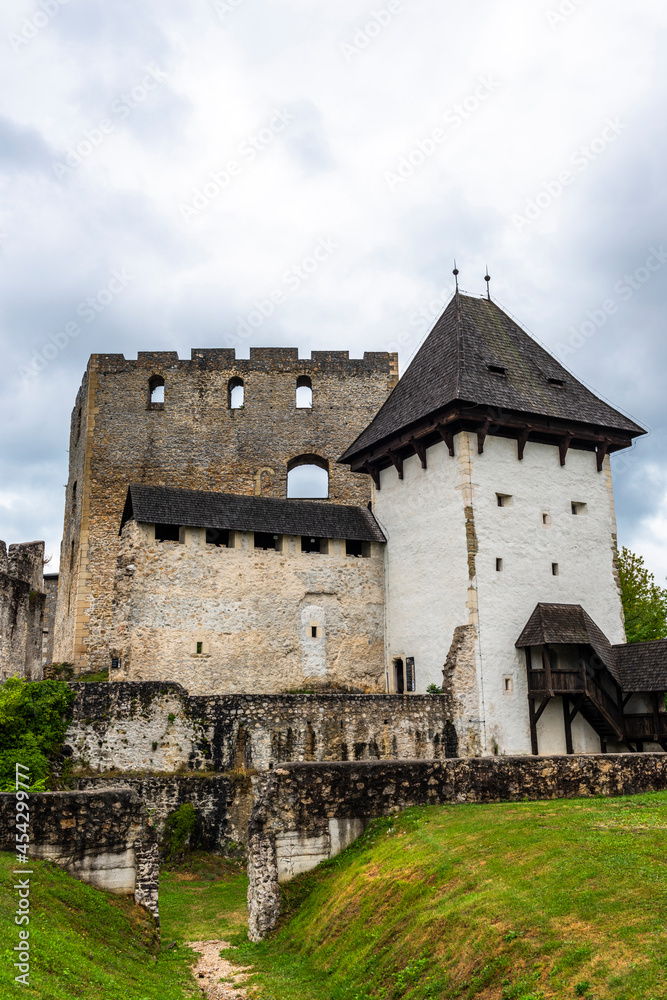 Celje Old Castle in Slovenia Medieval Fortification in Julian Alps Mountains Styria Region.
