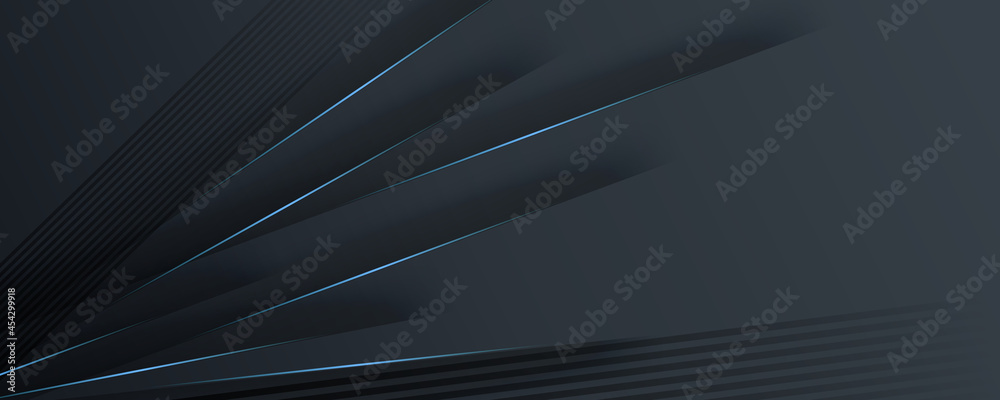 Modern abstract black background with blue line composition Modern abstract black background with blue line composition
