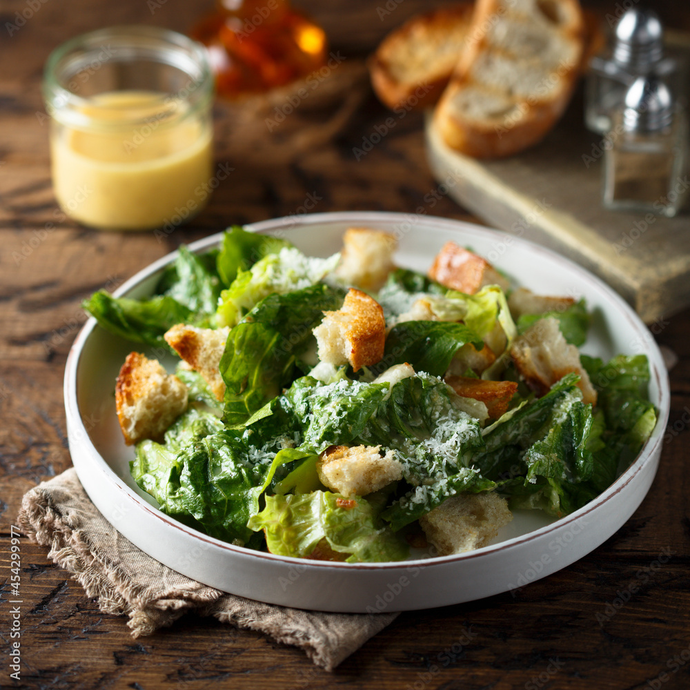 Traditional Caesar salad, vegetarian option