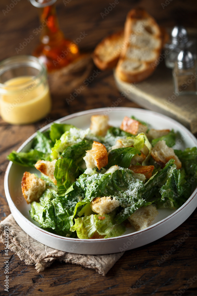 Traditional Caesar salad, vegetarian option