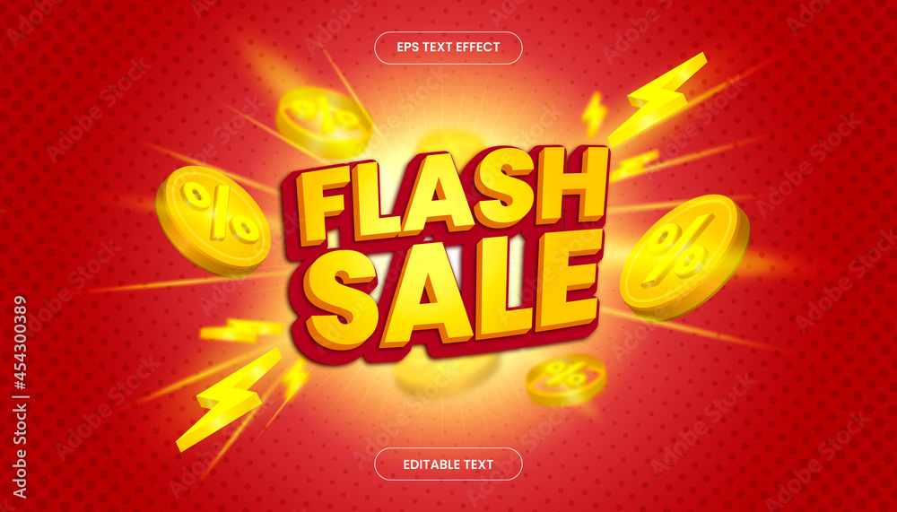 3D Flash Sale Text Effect with yellow and red color theme.