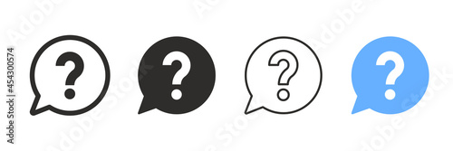 Question mark set of vector isolated icons. Help sign speech bubble. Chat question icon. Question concept