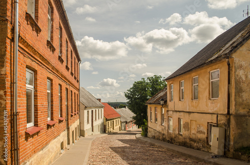 Street view of Kandava town in sunny day, Latvia.
