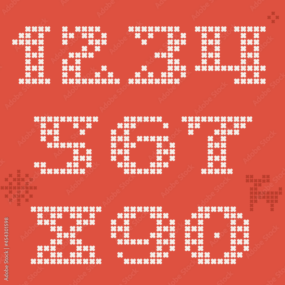 Number one logo is made of thick round knits. Flat style lettering with a set of bonus icons.