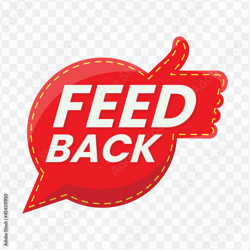 Feed Back banner design, red and yellow color, Vector Illustration with transparent background.