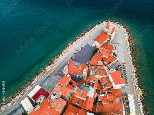 Piran Adriatic Coast Town in Slovenia. Drone View