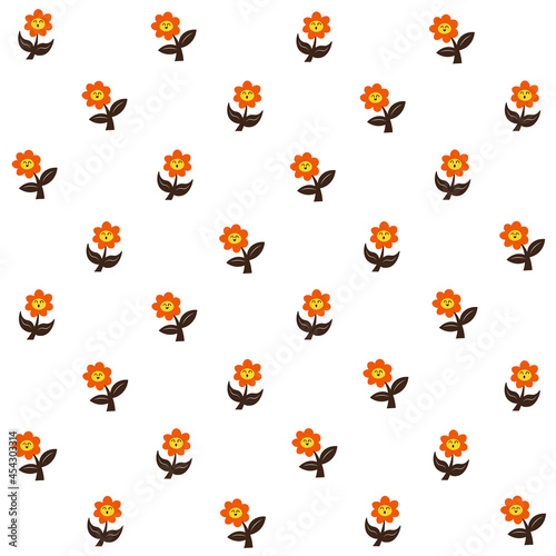 Cute Hand Drawn Flower Character Seamless Pattern - Amazing hand drawn vector floral pattern suitable for background fabric pattern, design asset, wrapping paper, wallpaper and illustration in general