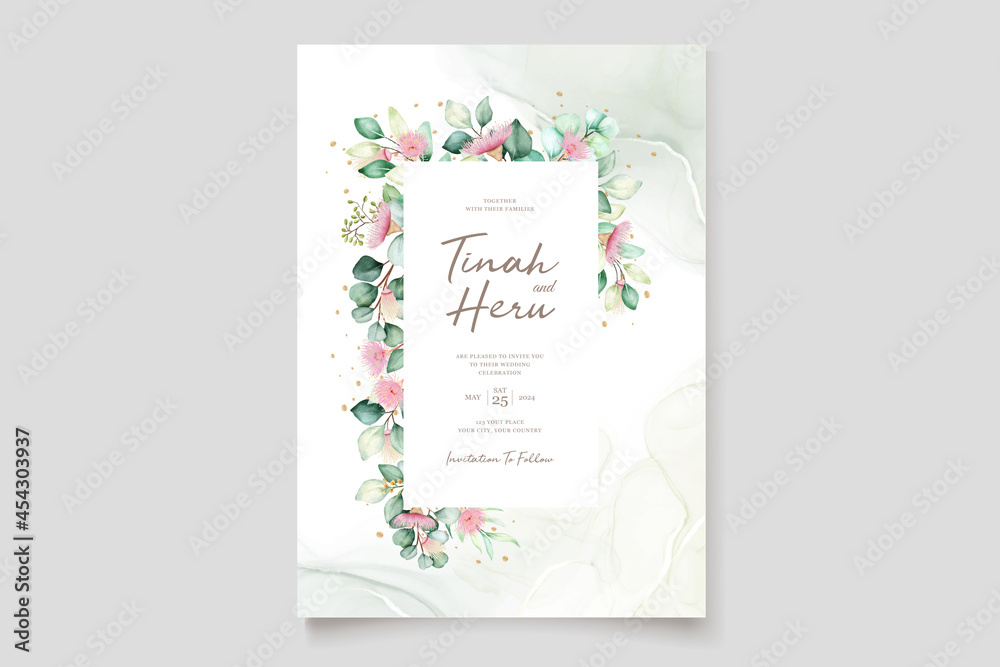 eucalyptus flower wedding invitation card set eucalyptus flower wedding invitation card set