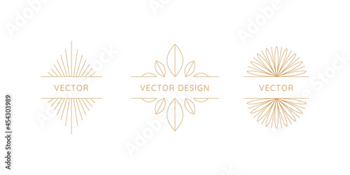 Vector set of design elements and shapes - boho sun symbols  - logo design templates  frames  photo overlays and stars