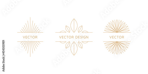 Vector set of design elements and shapes - boho sun symbols  - logo design templates, frames, photo overlays and stars