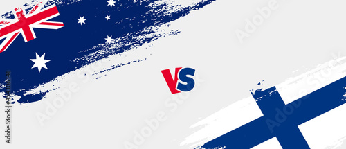 Creative Australia vs Finland brush flag illustration. Artistic brush style two country flags relationship background