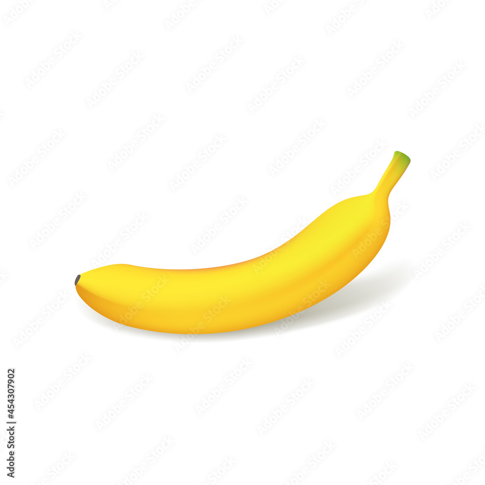 Banana. Vector ripe banana isolated on white background.