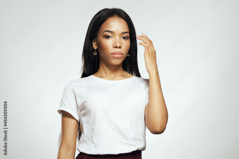 pretty woman bright makeup glamor light background pretty woman bright makeup glamor light background