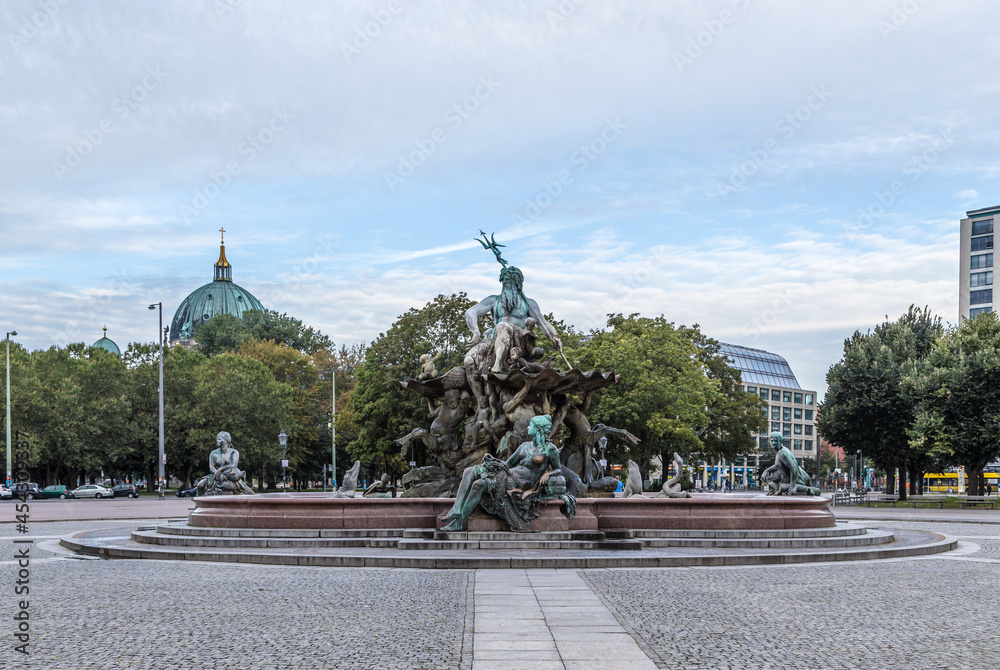 Berlin, Germany. Fountain Neptune with bronze sculptures, 1891