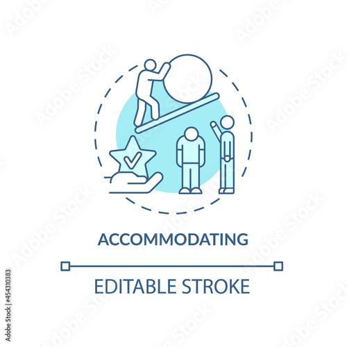 Accommodating blue concept icon. Strategy to confronting disagreements. Conflict management style abstract idea thin line illustration. Vector isolated outline color drawing. Editable stroke