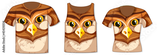Different types of tops with owl bird pattern