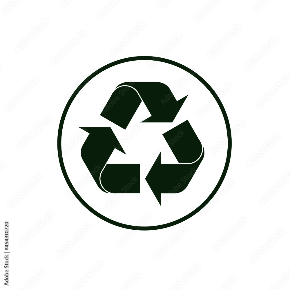 green recycle sign in a circle on a white background green recycle sign in a circle on a white background