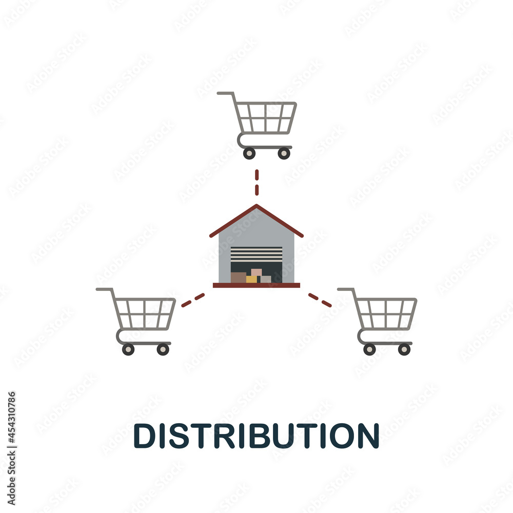 Distribution flat icon. Simple sign from procurement process collection. Creative Distribution icon illustration for web design, infographics and more Distribution flat icon. Simple sign from procurement process collection. Creative Distribution icon illustration for web design, infographics and more