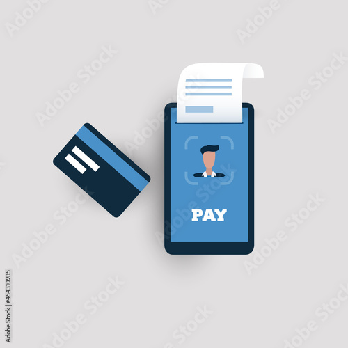 Free Download Face Recognition Concept Design - Facial User Authentication Before Payment Using a Smartphone - Vector Illustration - GFXLoad