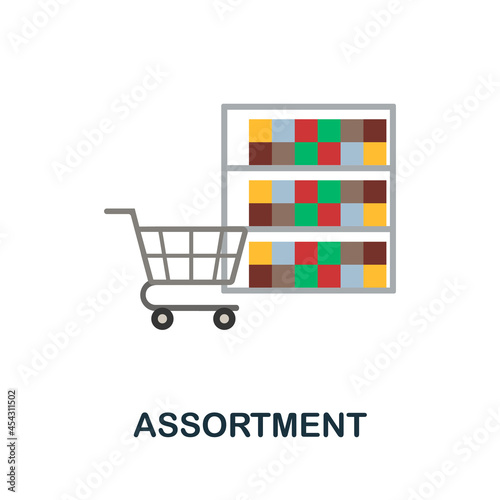 Assortment flat icon. Simple sign from procurement process collection. Creative Assortment icon illustration for web design, infographics and more
